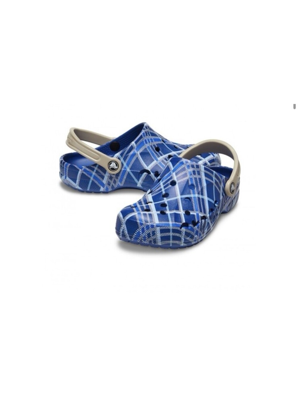 Crocs Baya Holiday Blue Plaid Clogs Christmas J Mens Sz 11 - 210752-4GX - NWT - Picture 2 of 4